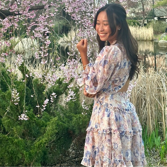 Hello Molly Fountain Side Dress Purple Floral - Picture 5 of 5